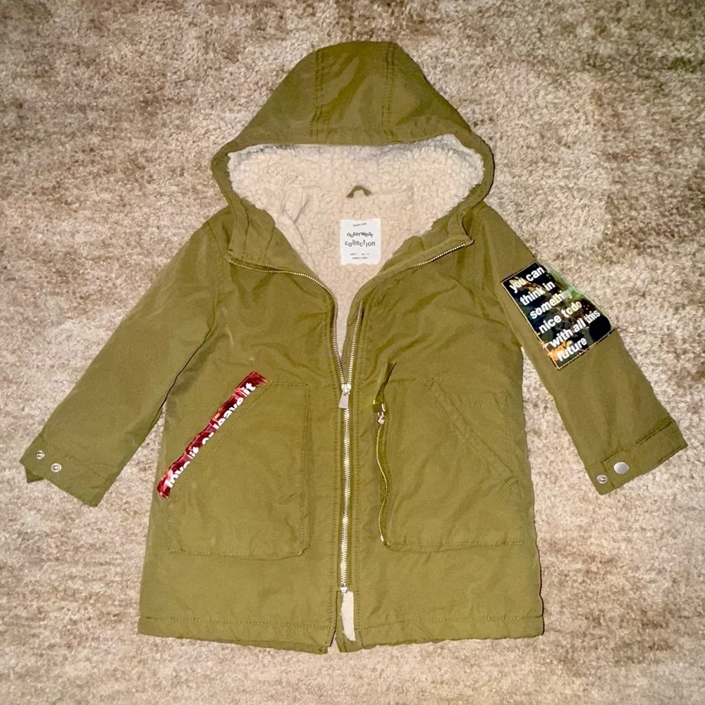 Zara Army Green Sherpa Lined Water Resistant Coat